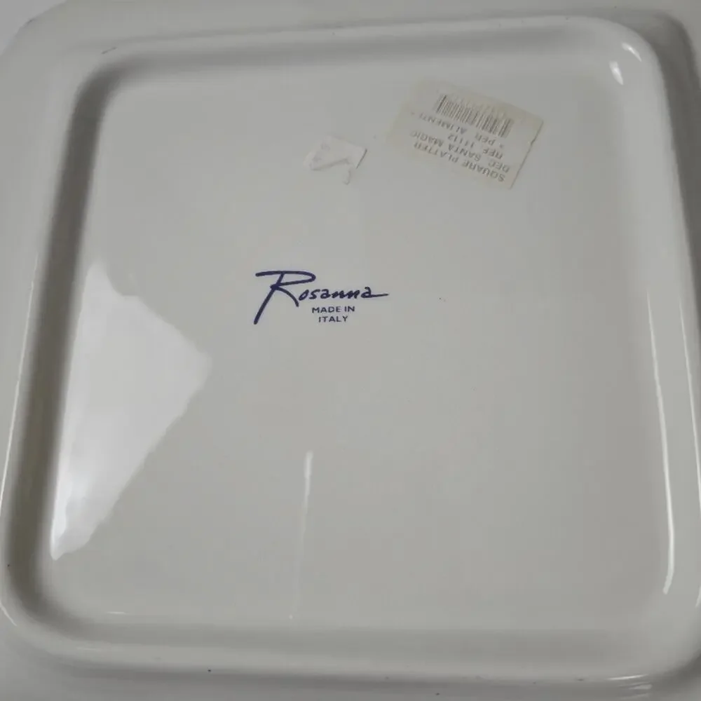 Rosanna Santa Magic Italy Square Christmas Plate Christmas Vintage Gold Rim